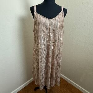 Torrid Women’s 2 Gold Color Sequin Beaded Shift Dress Sleeveless Party Cocktail